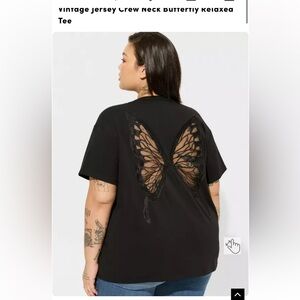 Torrid Size 4- Vintage Jersey Crew Neck Butterfly Tee